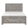 Eby Queen Size Bed | Modern Chevron Panel Design |Gray Veneer
