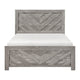 Eby Queen Size Bed | Modern Chevron Panel Design |Gray Veneer