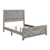 Eby Queen Size Bed | Modern Chevron Panel Design |Gray Veneer