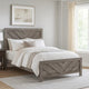Eby Queen Size Bed | Modern Chevron Panel Design |Gray Veneer