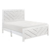 Eby Queen Size Bed | Modern Chevron Panel Design | White Veneer
