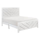 Eby Queen Size Bed | Modern Chevron Panel Design | White Veneer