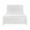Eby Queen Size Bed | Modern Chevron Panel Design | White Veneer