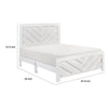 Eby Queen Size Bed | Modern Chevron Panel Design | White Veneer