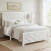 Eby Queen Size Bed | Modern Chevron Panel Design | White Veneer