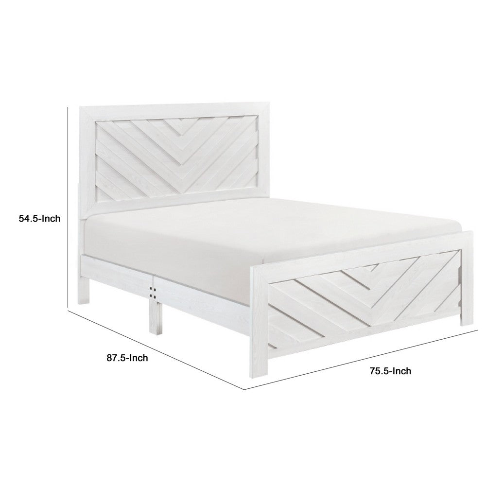 Eby California King Bed | Chevron Panel Design |White Veneer