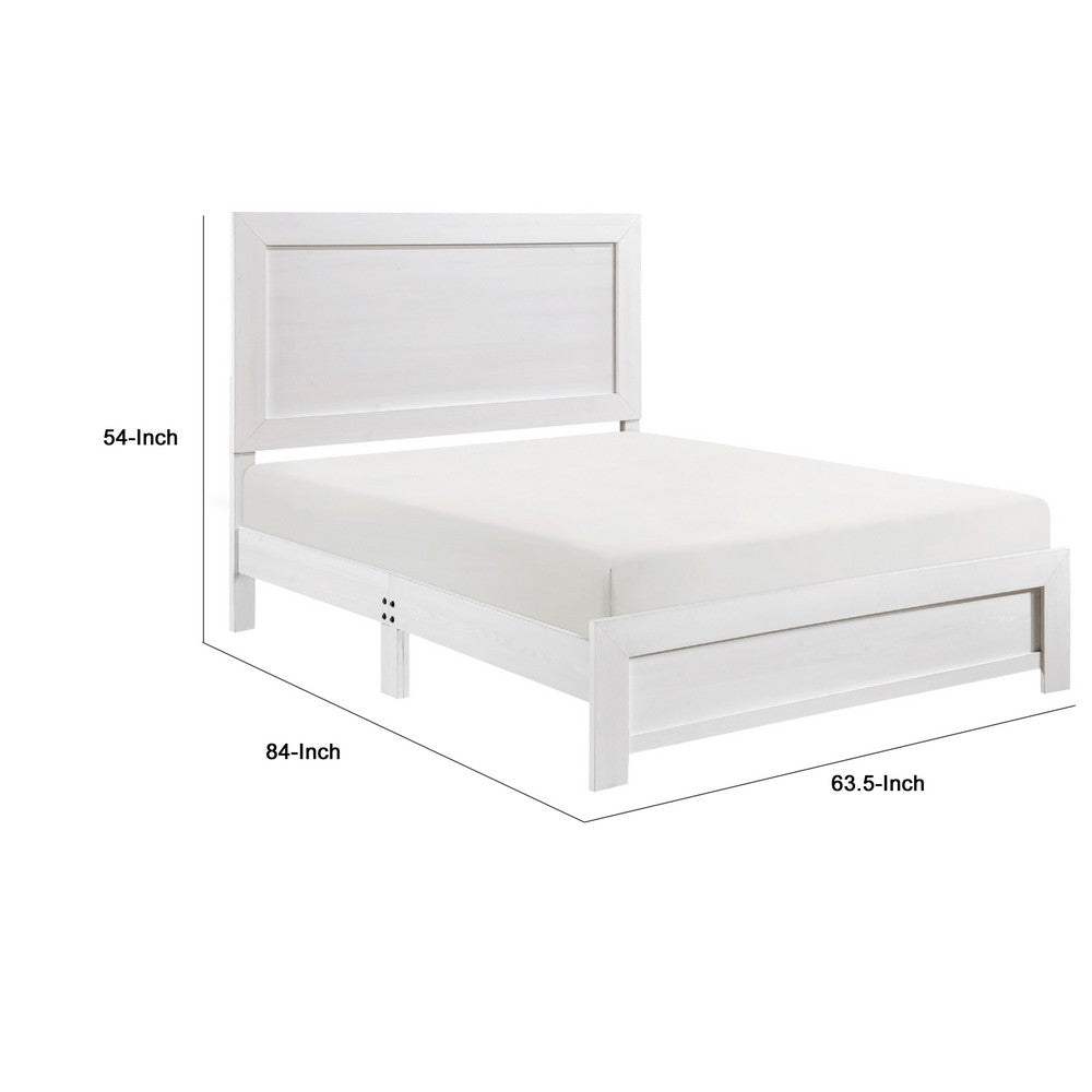 Eby Queen Size Bed | Modern Panel Design | 3D White Veneer & Wood