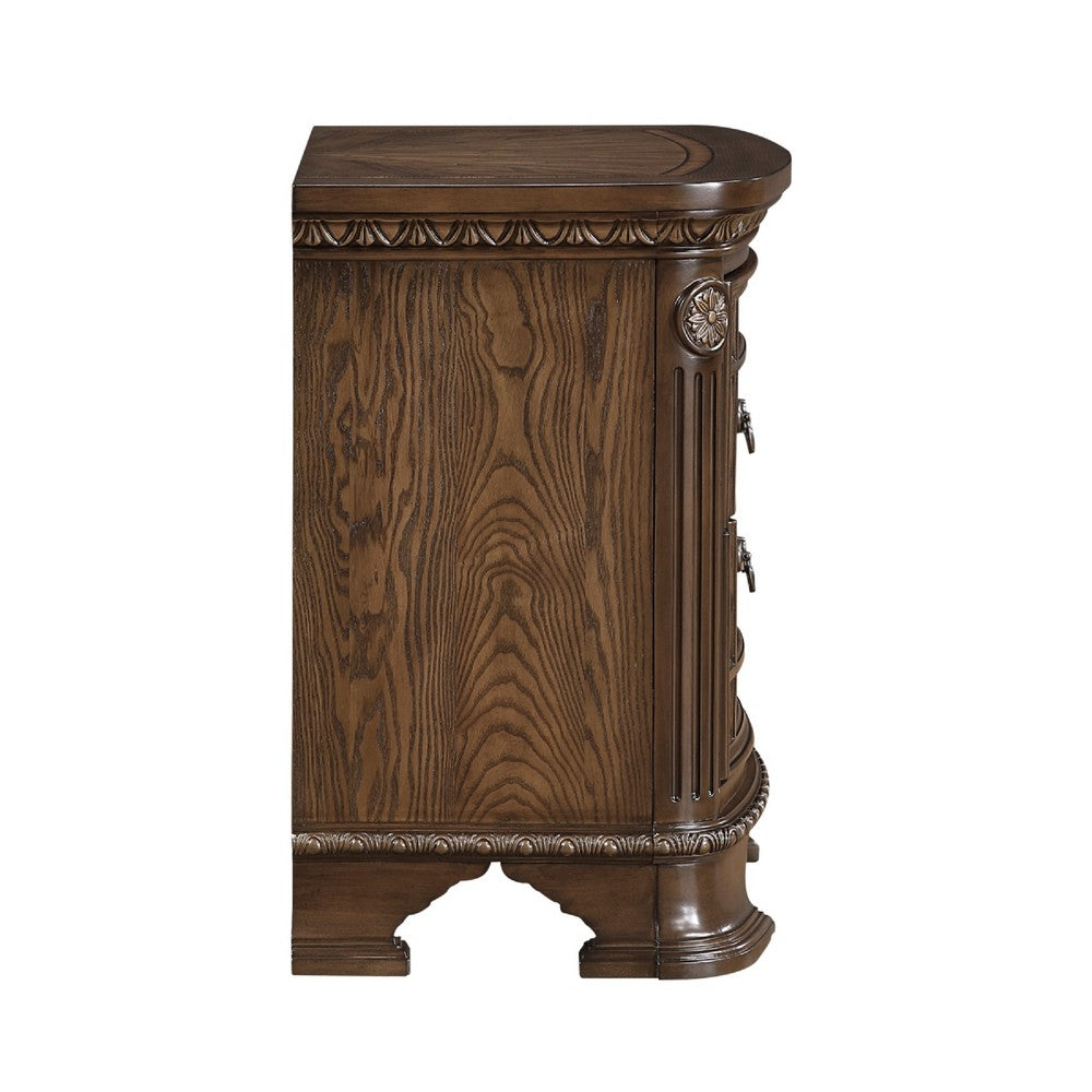 Brix Nightstand | 2 Drawers w Dark Bronze Drop Handles | Dark Brown