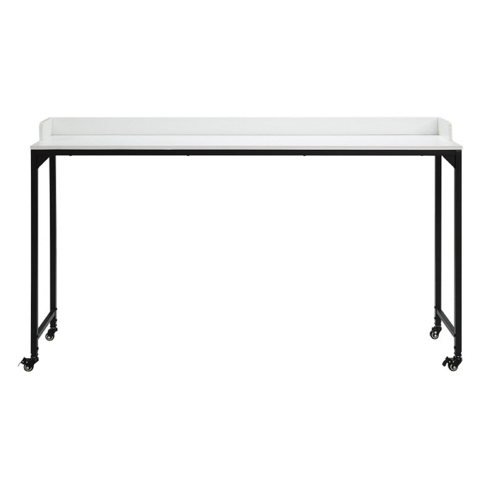 Sem Bed Desk | 72" White Top w Adjustable Height | Black Metal Legs