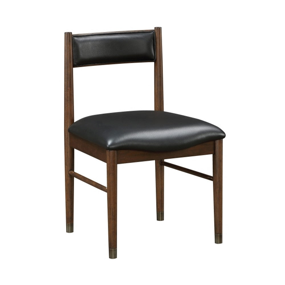 Coly Dining Side Chair Set of 2 | Black Leather Seat & Back