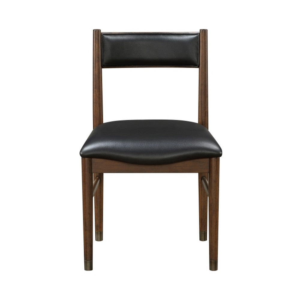 Coly Dining Side Chair Set of 2 | Black Leather Seat & Back