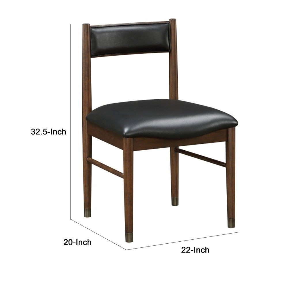 Coly Dining Side Chair Set of 2 | Black Leather Seat & Back