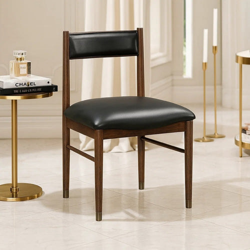 Coly Dining Side Chair Set of 2 | Black Leather Seat & Back