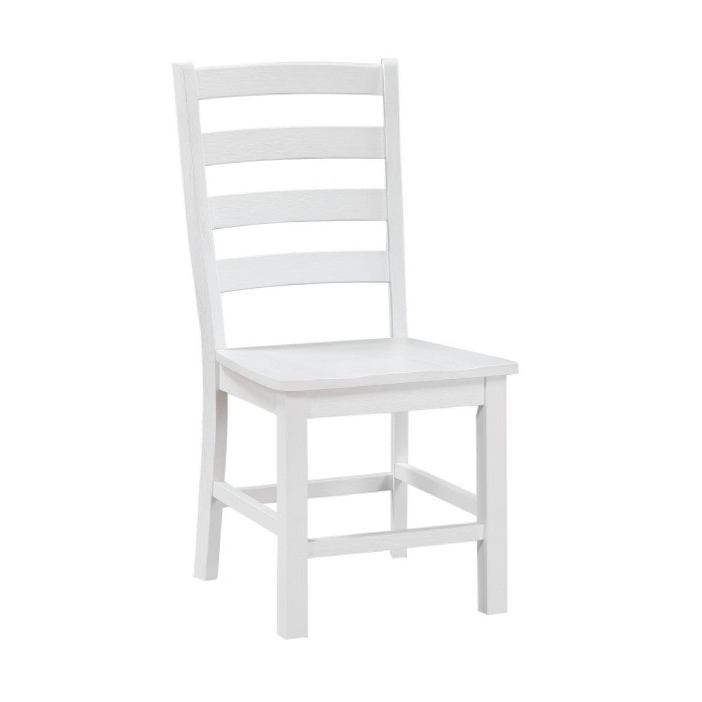 Reddy Dining Side Chair Set of 2 | White Ladderback Design w Plank Seat