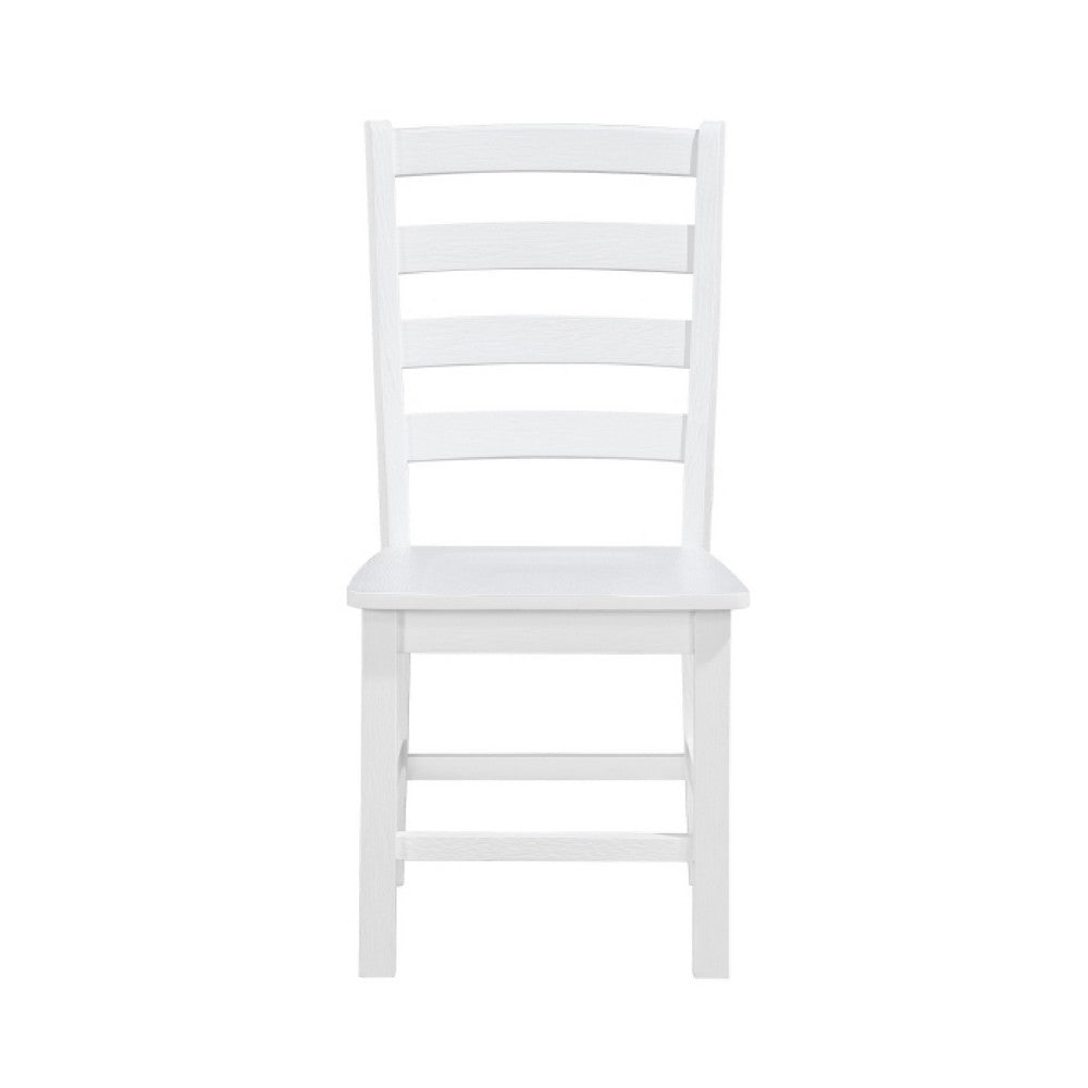 Reddy Dining Side Chair Set of 2 | White Ladderback Design w Plank Seat