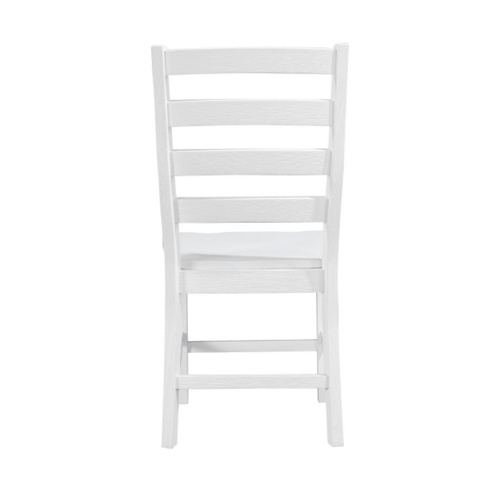 Reddy Dining Side Chair Set of 2 | White Ladderback Design w Plank Seat