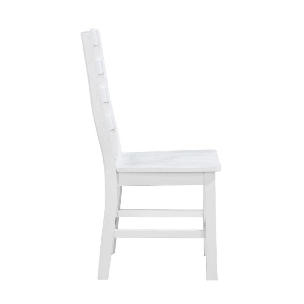 Reddy Dining Side Chair Set of 2 | White Ladderback Design w Plank Seat