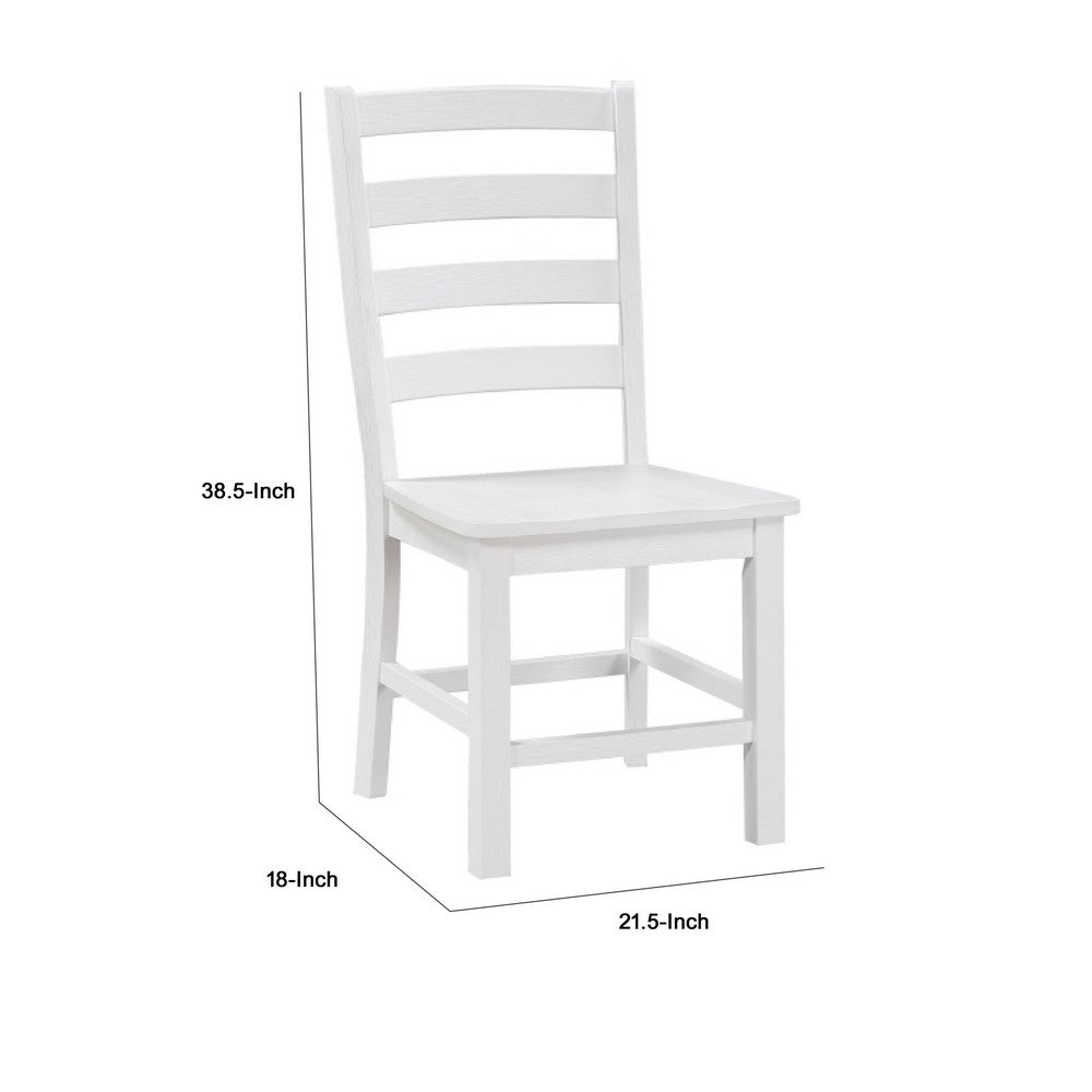Reddy Dining Side Chair Set of 2 | White Ladderback Design w Plank Seat