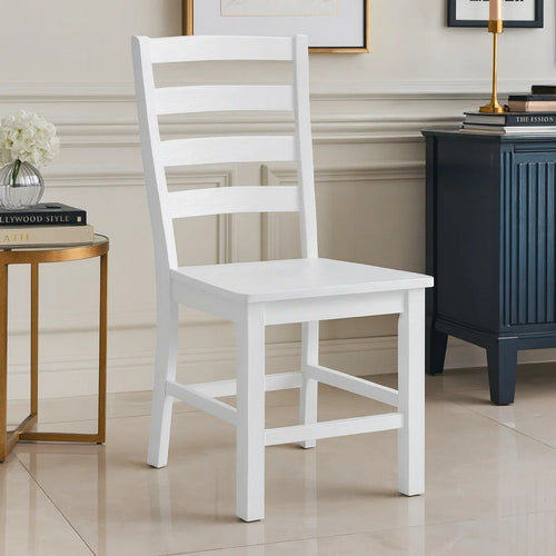 Reddy Dining Side Chair Set of 2 | White Ladderback Design w Plank Seat