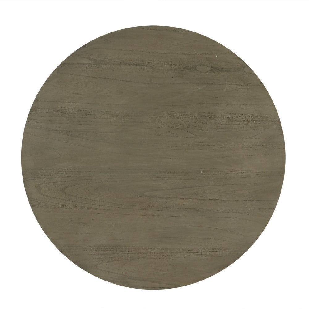 Oma Dining Table | 48" Round Graywash Top | Antique White Base