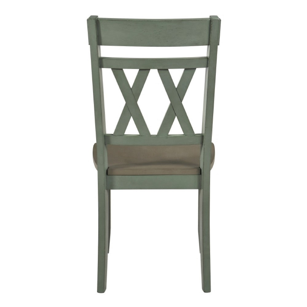 Oma Dining Side Chair Set of 2 | Teal Green Farmhouse Design | Gray Seat