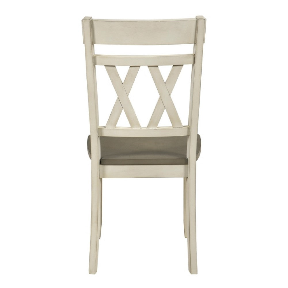 Oma Dining Side Chair Set of 2 | Antique White Farmhouse Back | Gray Seat