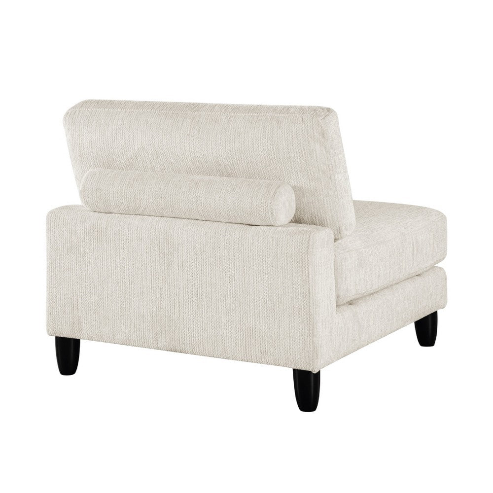 Mear Armless Chair | Beige Microfiber | Lumbar Pillow | Black Wood Legs