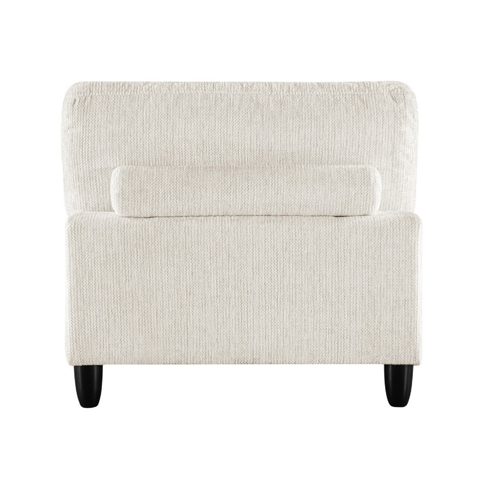 Mear Armless Chair | Beige Microfiber | Lumbar Pillow | Black Wood Legs