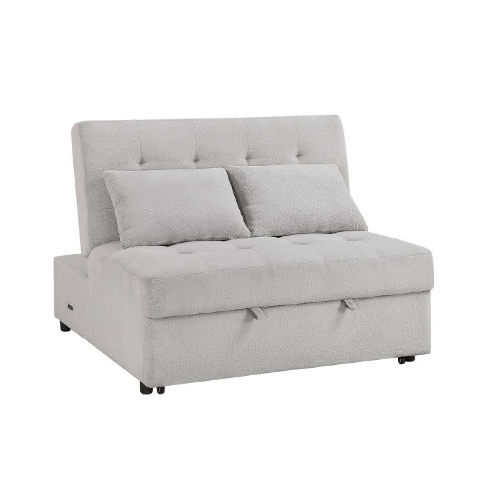 Gisa 2 Seater Convertible Sofa Bed | Gray Polyester | 2 Throw Pillows | USB