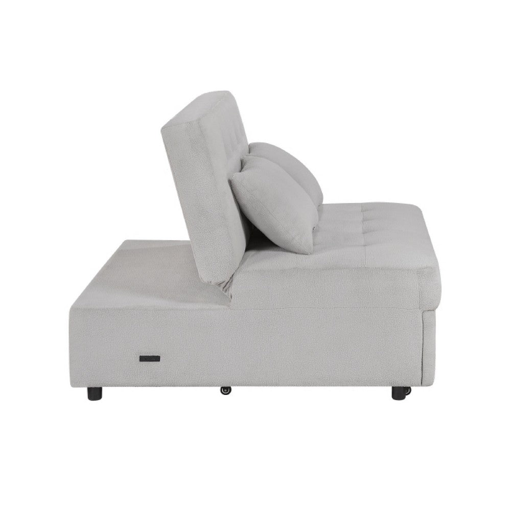 Gisa 2 Seater Convertible Sofa Bed | Gray Polyester | 2 Throw Pillows | USB