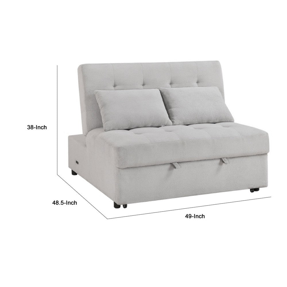 Gisa 2 Seater Convertible Sofa Bed | Gray Polyester | 2 Throw Pillows | USB