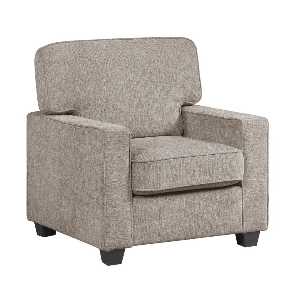 Kaia Accent Armchair | Taupe Gray Chenille | Track Arms | Black Wood Legs