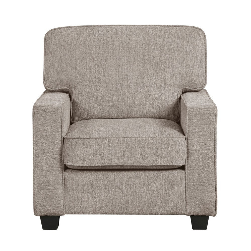 Kaia Accent Armchair | Taupe Gray Chenille | Track Arms | Black Wood Legs