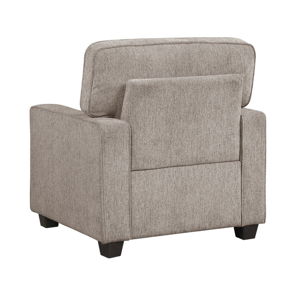 Kaia Accent Armchair | Taupe Gray Chenille | Track Arms | Black Wood Legs