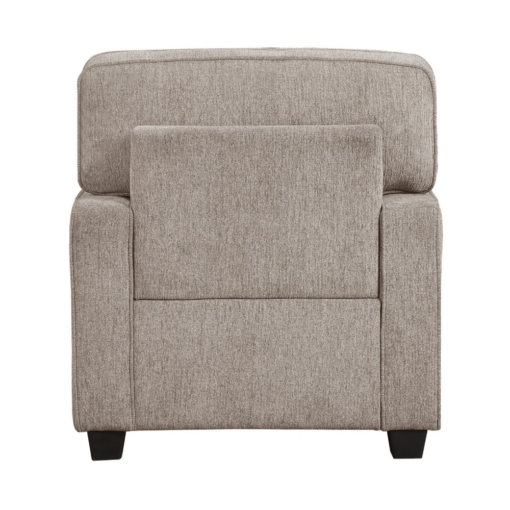 Kaia Accent Armchair | Taupe Gray Chenille | Track Arms | Black Wood Legs