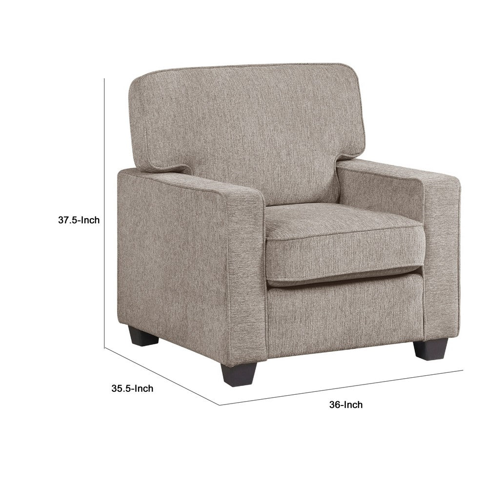 Kaia Accent Armchair | Taupe Gray Chenille | Track Arms | Black Wood Legs