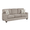 Kaia 3 Seater Sofa | Taupe Gray Chenille | Track Arms | Throw Pillows | 84"