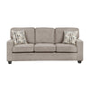 Kaia 3 Seater Sofa | Taupe Gray Chenille | Track Arms | Throw Pillows | 84"
