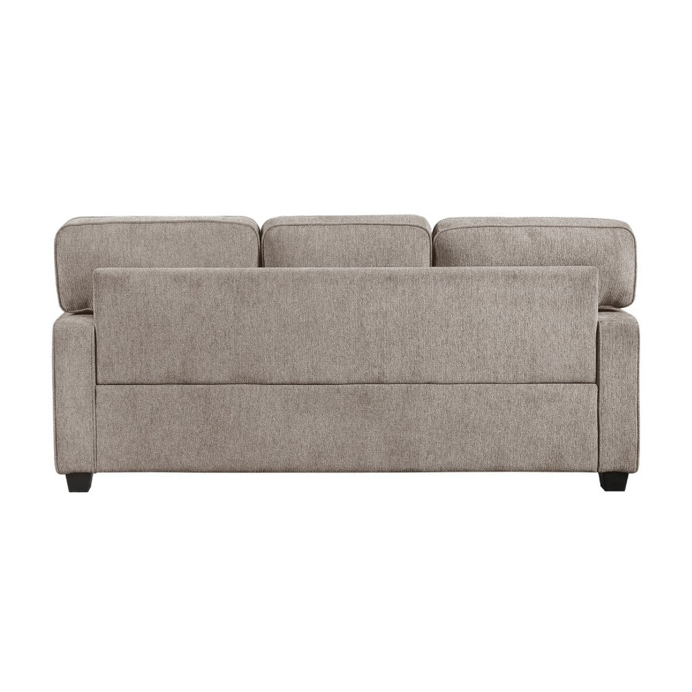 Kaia 3 Seater Sofa | Taupe Gray Chenille | Track Arms | Throw Pillows | 84"