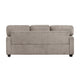 Kaia 3 Seater Sofa | Taupe Gray Chenille | Track Arms | Throw Pillows | 84"