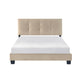 Viki Full Platform Bed | Button Tufted | Light Brown Velvet Upholstery