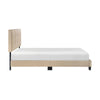 Viki Full Platform Bed | Button Tufted | Light Brown Velvet Upholstery