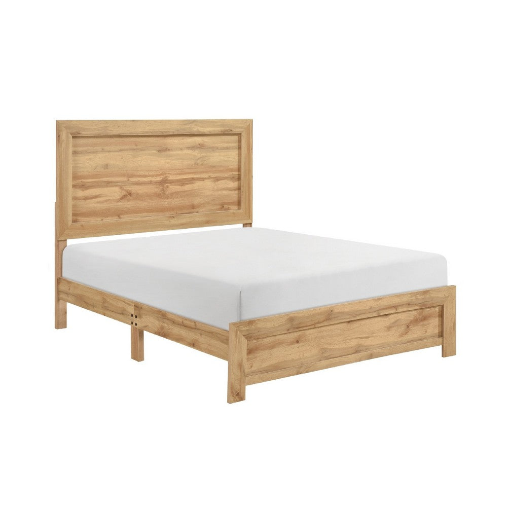 Eby Full Size Bed | Panel Design | Natural Brown Melamine Laminate