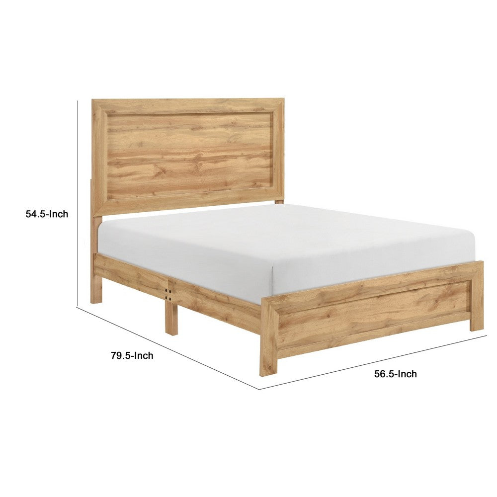 Eby Full Size Bed | Panel Design | Natural Brown Melamine Laminate