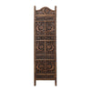 71 Inch 4 Panel Mango Wood Room Divider, Hand Carved, Sun & Moon Design, Brown By The Urban Port