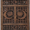 71 Inch 4 Panel Mango Wood Room Divider, Hand Carved, Sun & Moon Design, Brown By The Urban Port