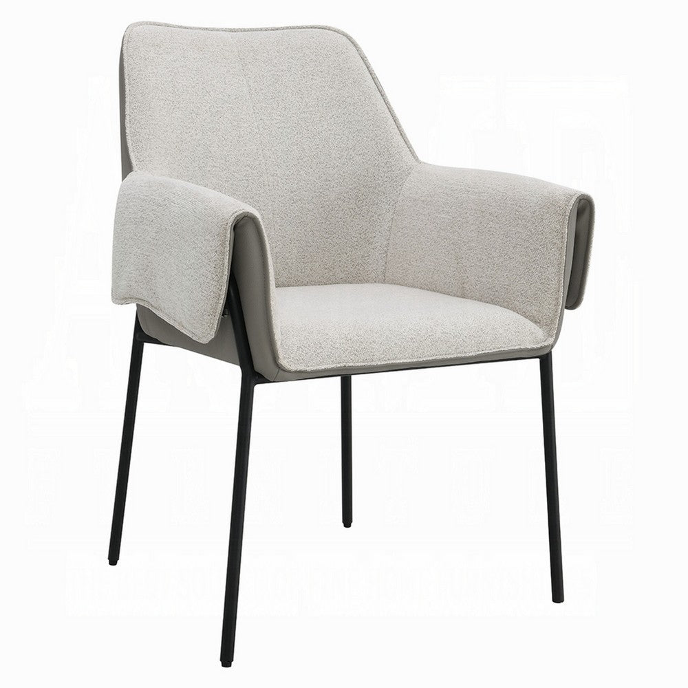 Jory Armchair Set of 2 | Beige Chenille Fabric | Slim Black Metal Legs