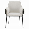 Jory Armchair Set of 2 | Beige Chenille Fabric | Slim Black Metal Legs
