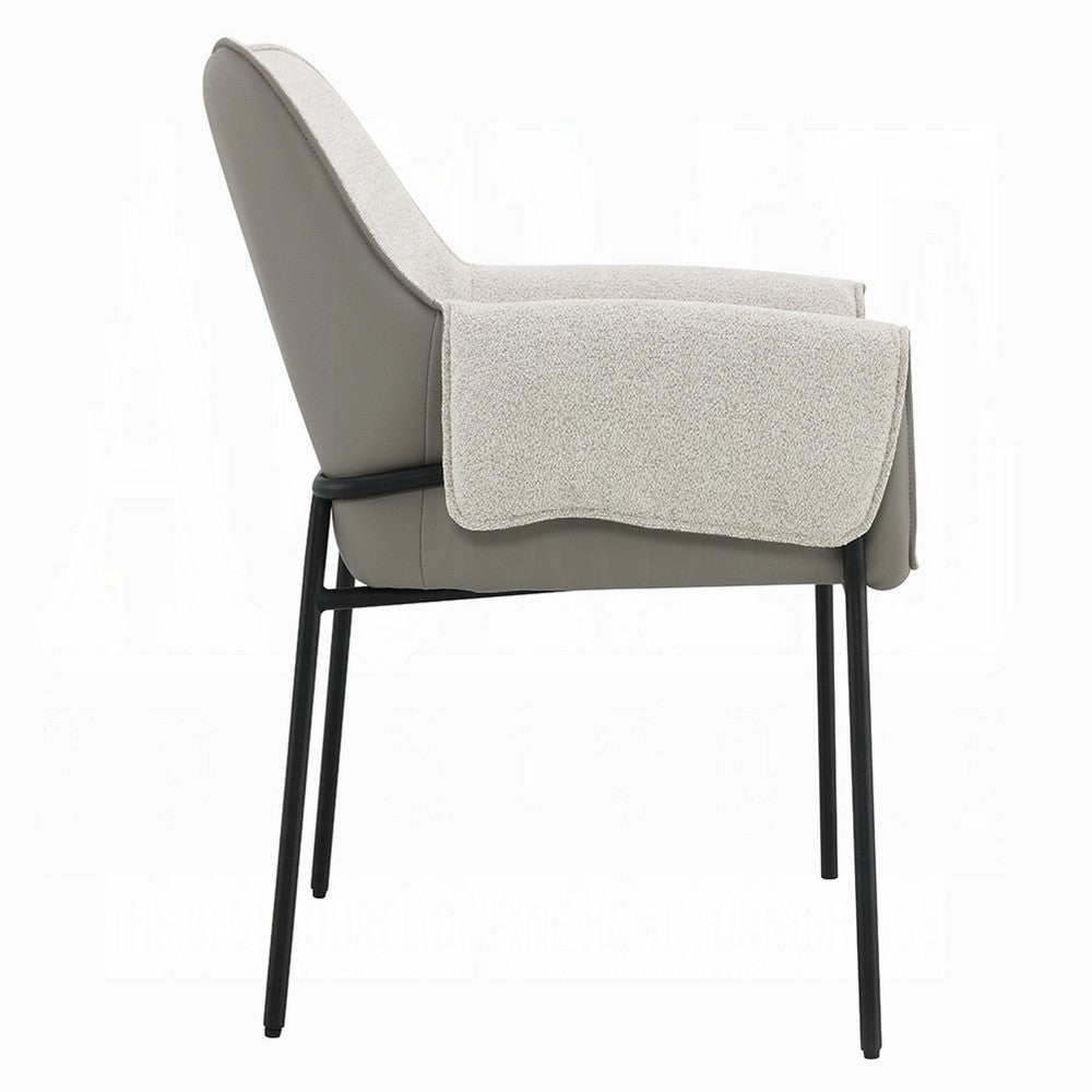 Jory Armchair Set of 2 | Beige Chenille Fabric | Slim Black Metal Legs