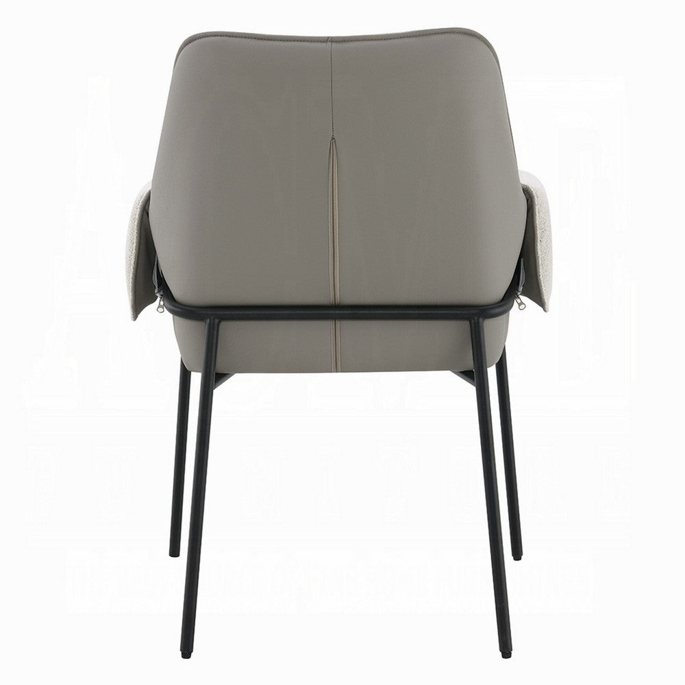 Jory Armchair Set of 2 | Beige Chenille Fabric | Slim Black Metal Legs